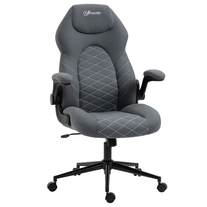 Fauteuil de bureau chaise de bureau ergonomique hauteur réglable pivotant 360° accoudoirs relevables tissu anthracite