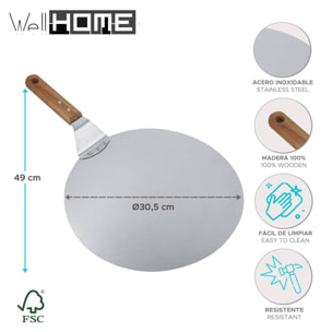 Well home - bandeja para pizza con mango de madera ø30,5cm