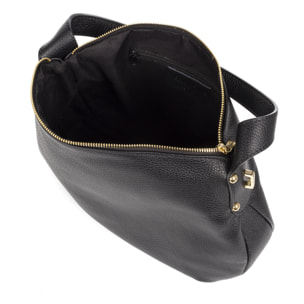 FIRENZE ARTEGIANI Borsa a Spalla da Donna Acerenza. Vera Pelle Dollaro Made in Italy 38x8x27 Cm. Colore nero