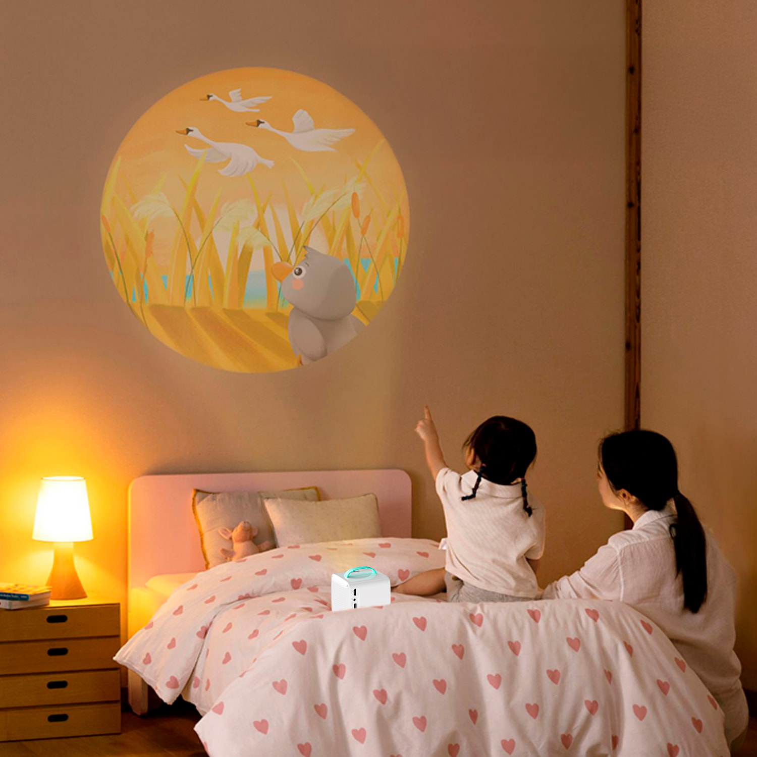 Proyector de video para niños, con entradas HDMI y USB. Resolución compatible HD1080P.