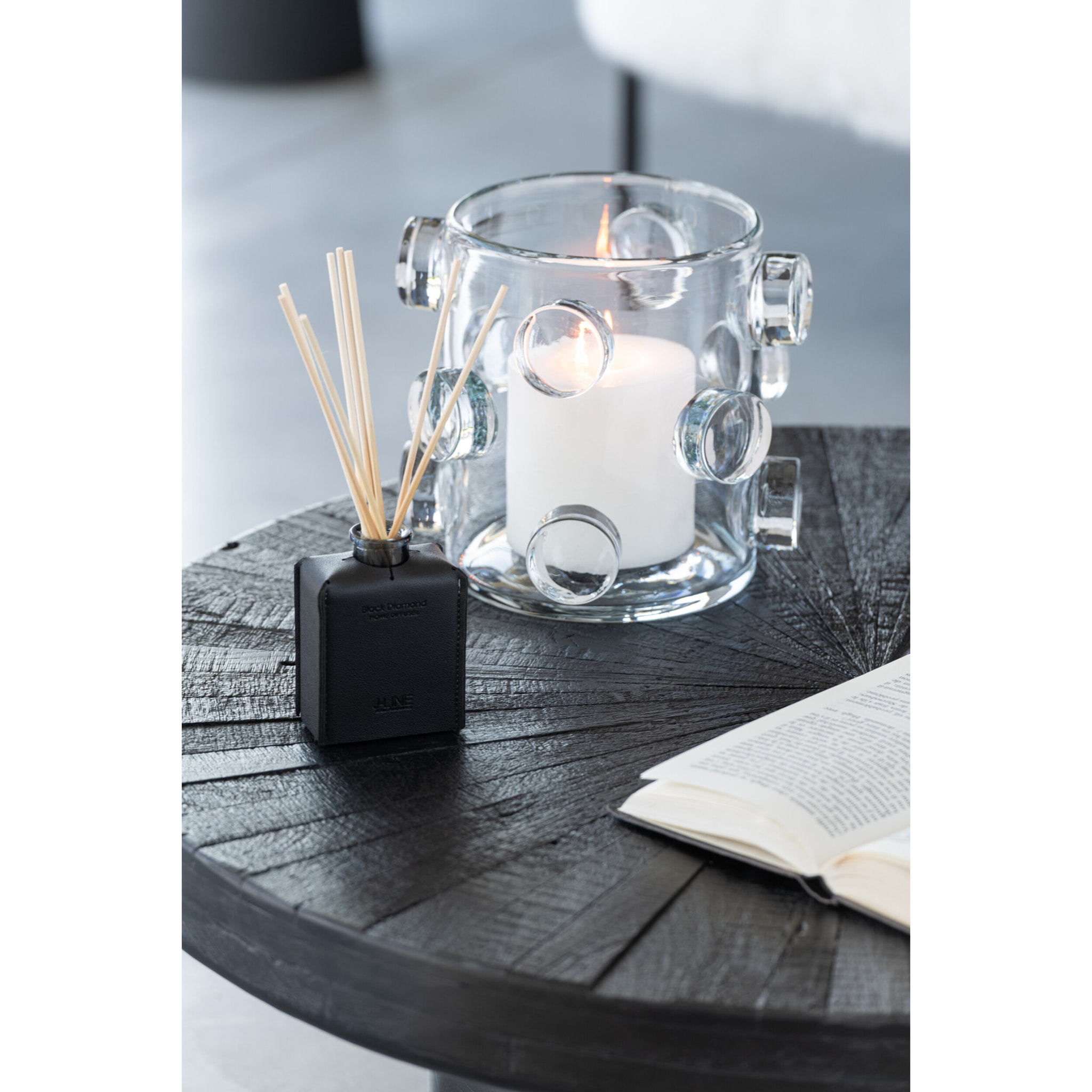 J-Line Bâtonnets parfumés - cuir - noir -100ml