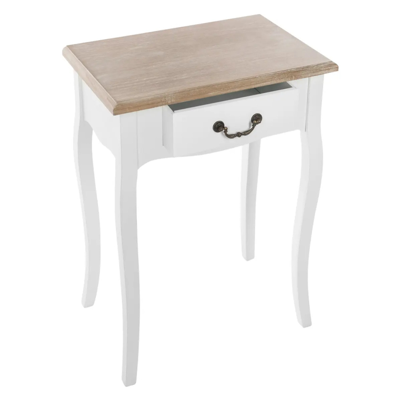 Table de chevet "Chrysa" - blanc et bois