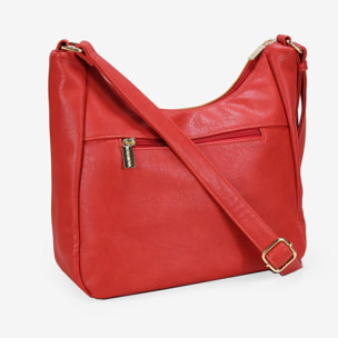 Bolso rojo con bordado y cremallera