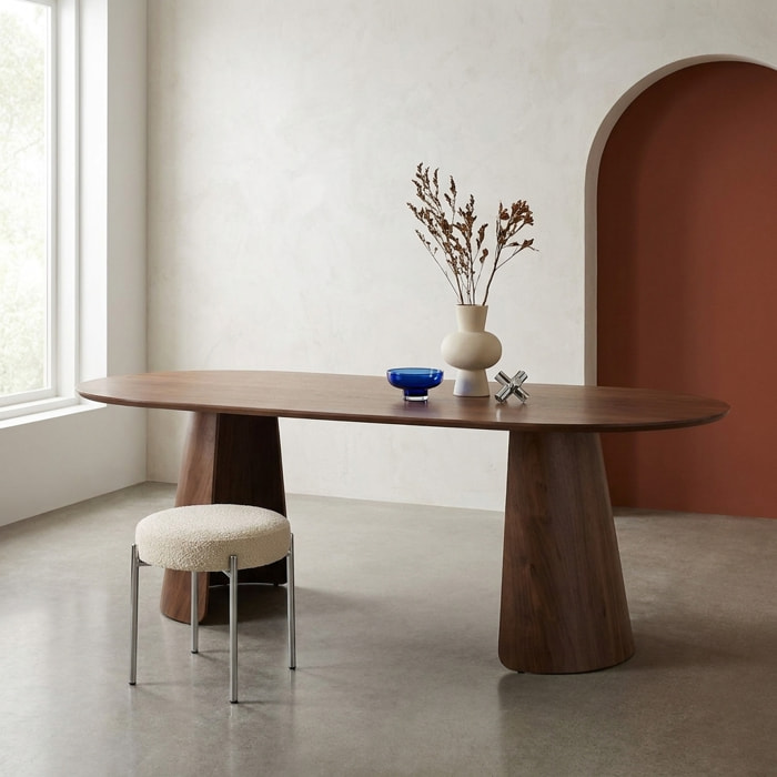 Table à manger oblongue décor bois 8 places MATHILDE