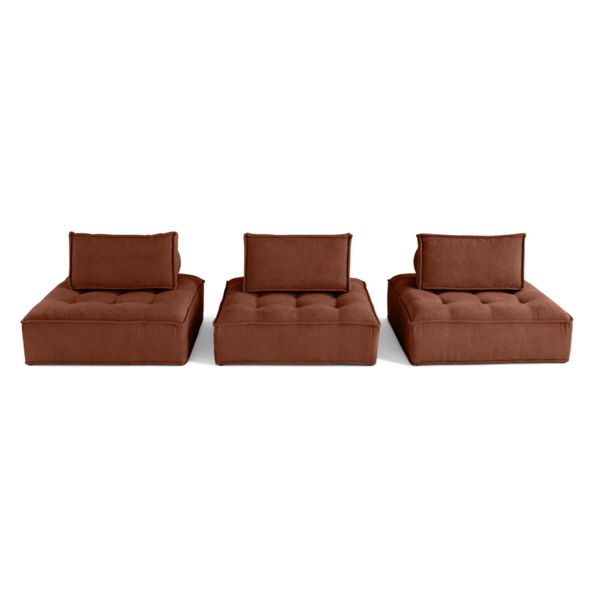 Marisol - canapé modulable droit 3 places - velours texturé - Terracotta