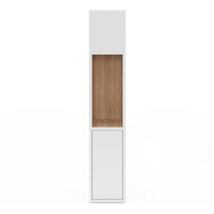 Tête de lit Léo bois et blanche avec rangements 165cm