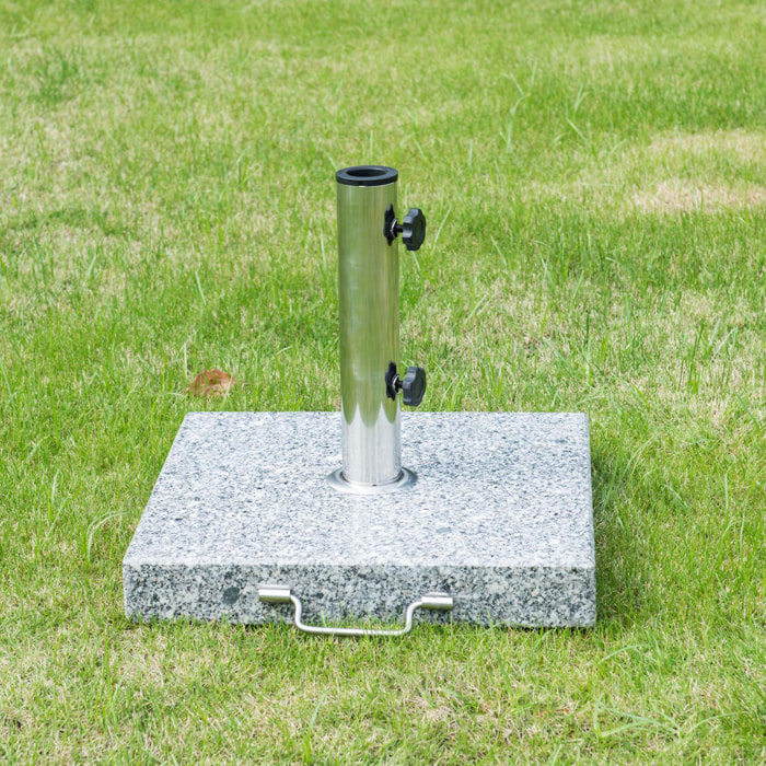 Pied/base de parasol granite gris poignée et roulettes compatible pied parasol Ø 35/38/48 mm