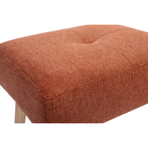 Tabouret bas en tissu effet velours texturé terre brûlée et bois clair massif H46 cm GUESTA