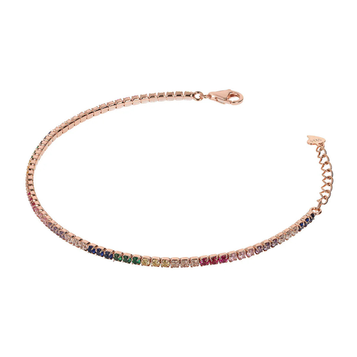 Bracciale Tennis Bicolore placcato Oro Rosa 18kt con Cubic Zirconia Nere e Bianche