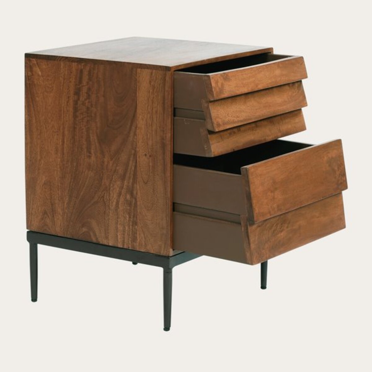 Table de chevet Nora -bois massif de mangue-couleur noyer 40 x 54 x 38 cm