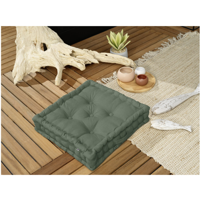 Coussin de sol 50 x 50 cm capitonné et matelassé en coton - KALA