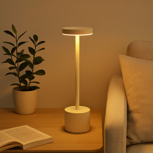 Well Home Lámpara de Mesa color Crema con 24 luces LED blanco cálido con 3 modos de iluminación Ø8x34,2cm