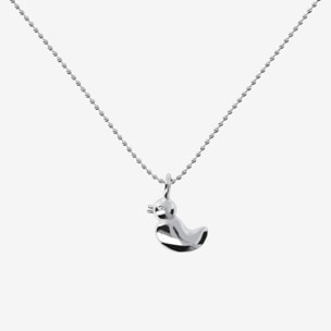 Collana a Palline in Argento 925 placcato Platino con Ciondolo Paperella