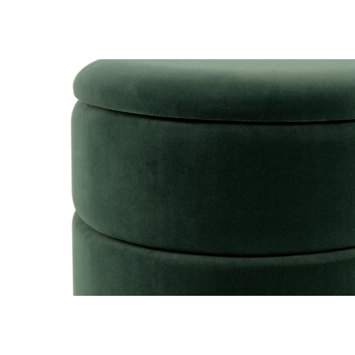 Pouf contenitore Zero in velluto verde e metallo dorato
