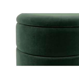 Pouf contenitore Zero in velluto verde e metallo dorato