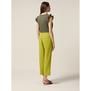 Oltre - Pantaloni cropped misto lino - Verde