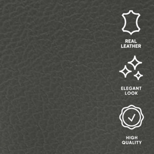 Canapé d'angle gauche convertible "Olivier" 5 places en cuir véritable gris foncé