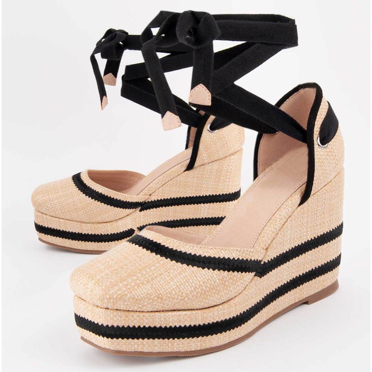 Alpargata De Cuña - Beige - Altura: 10 Cm