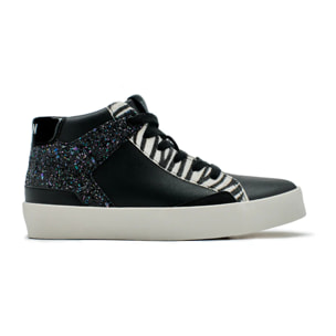 Zapatillas Altas de Niños Napa Efecto Glitter Negro
