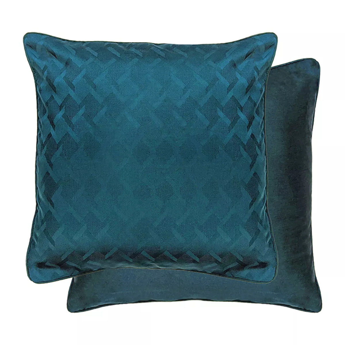 Taie d'oreiller satin de coton motif jacquard bleu Adagio crepuscule