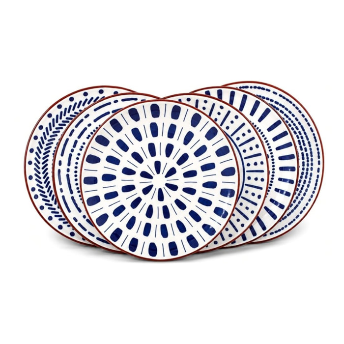 Lot de 6 grandes assiettes, SANTORIN