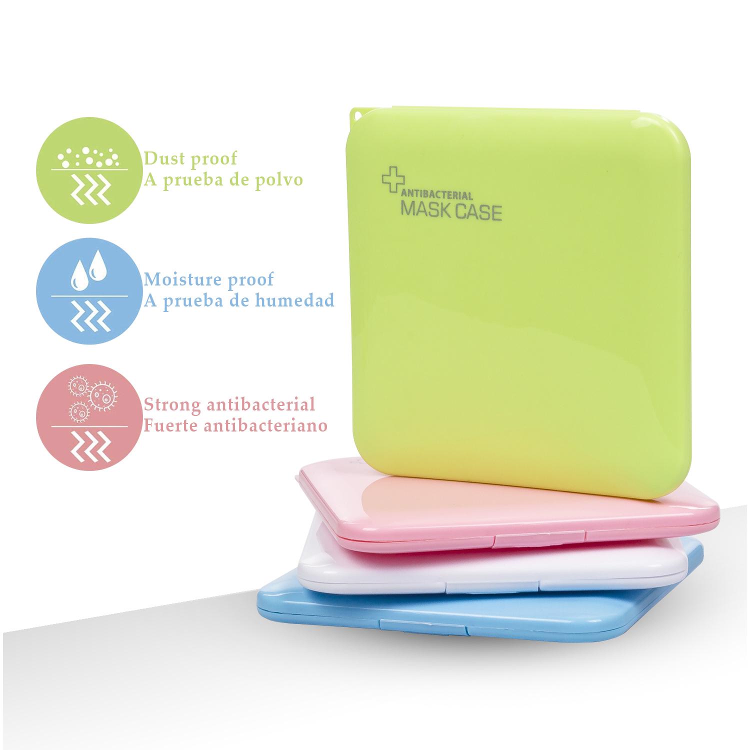 Pack de 4 porta mascarillas higiénico cuadrado slim, en 4 colores