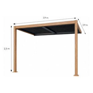 Pergola bioclimatique 3x3m adossée effet bois PANAGIA
