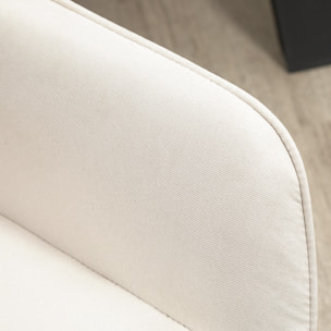 Pack de 2 Sillas de Comedor, Sillas de Cocina Modernas, con Asiento Acolchado y Tapizado, Respaldo Curvo, Reposabrazos, Patas de Metal, para Salón, Beige