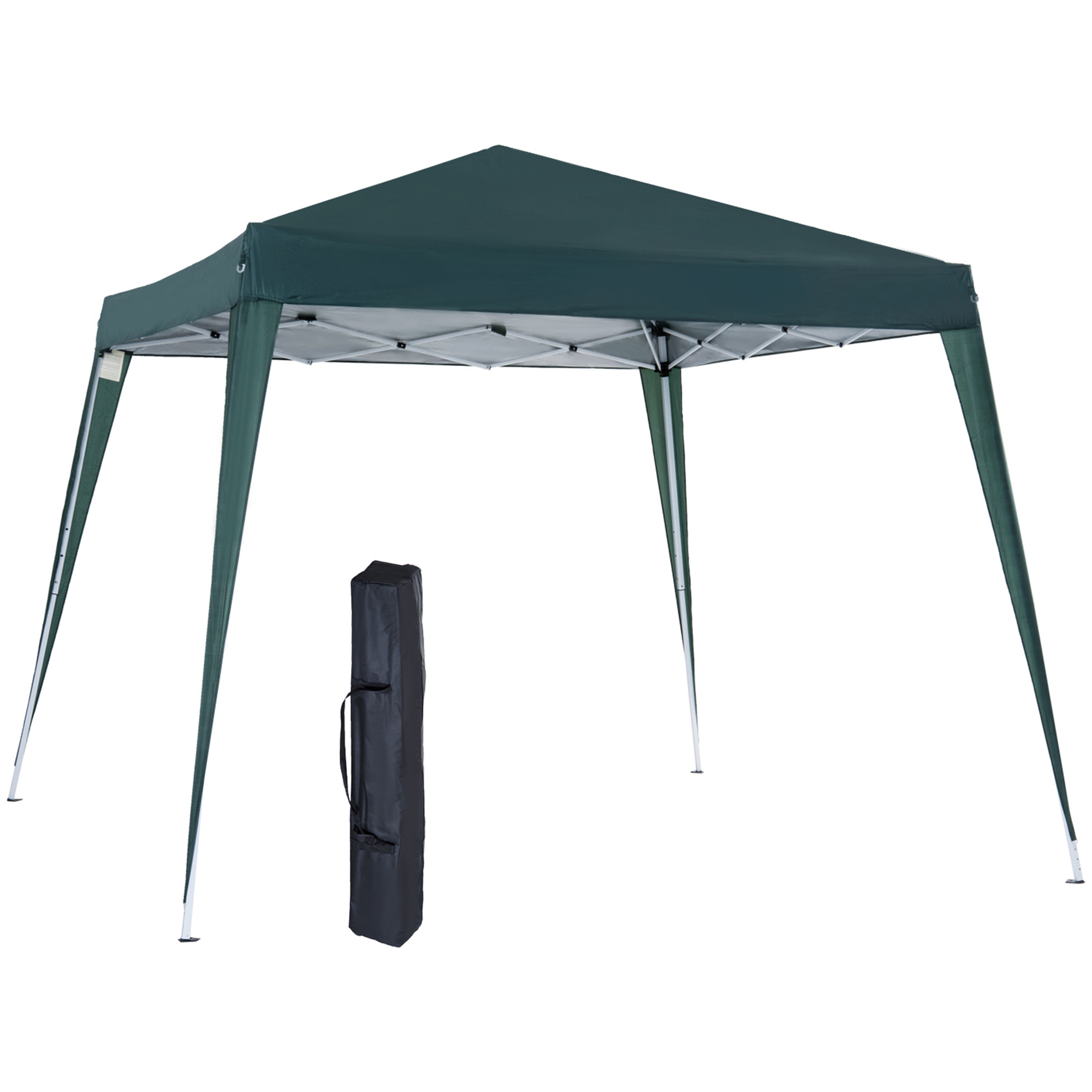 Outsunny Carpa Plegable 2,4x2,4 m, Pop-up, Cenador Pabellón de Jardín, Altura Ajustable con Bolsa de Transporte, Anti-UV, Impermeable, Gazebo para Camping, Fiestas, Exterior, Verde