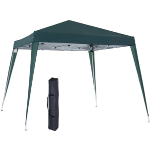 Outsunny Carpa Plegable 2,4x2,4 m, Pop-up, Cenador Pabellón de Jardín, Altura Ajustable con Bolsa de Transporte, Anti-UV, Impermeable, Gazebo para Camping, Fiestas, Exterior, Verde