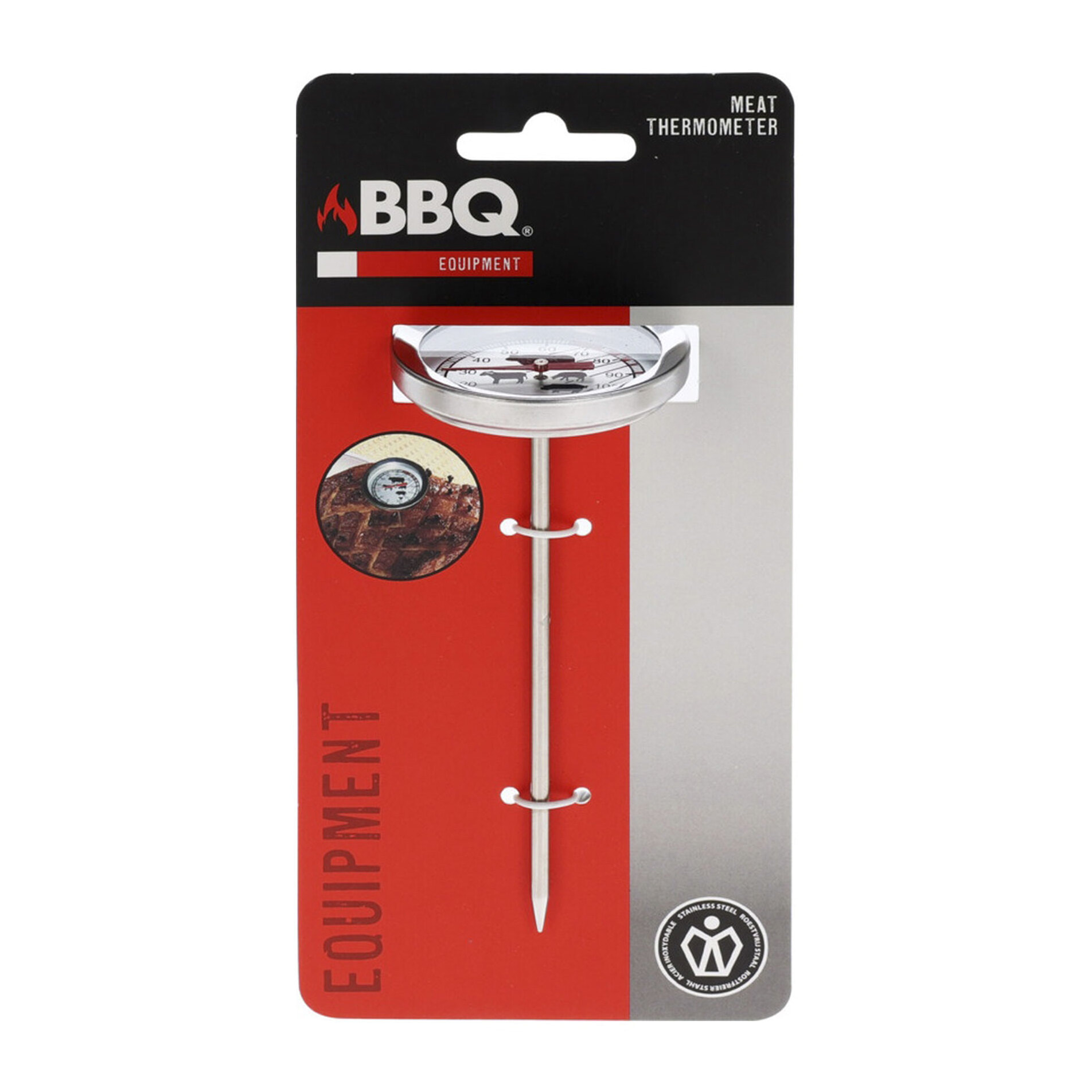 termómetro para carne de acero inoxidable - resistente hasta 300 grados - indicador de temperatura hasta 120 grados