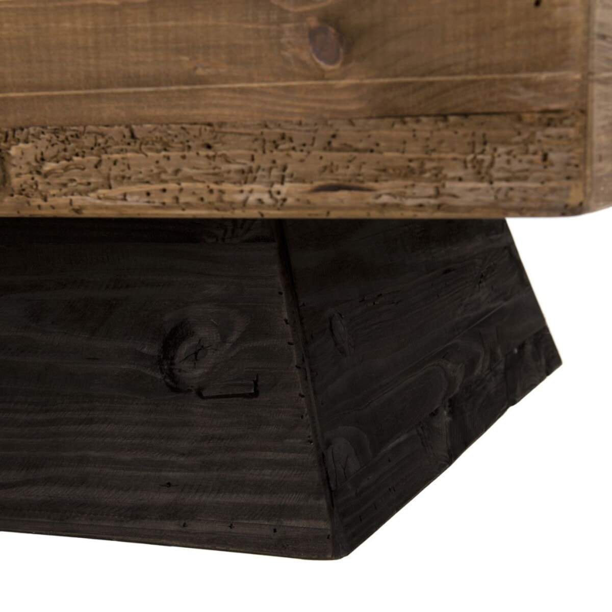 SANDY - Table basse carrée marron 99.5x99.5cm bois Pin recyclé piètement noir