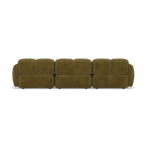 Grace - canapé modulable d'angle réversible 4 places en velours texturé - Vert Olive
