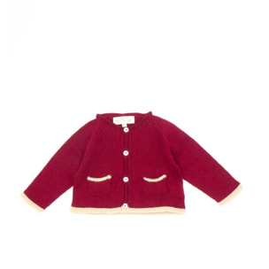 Chaqueta contraste beige mohair granate