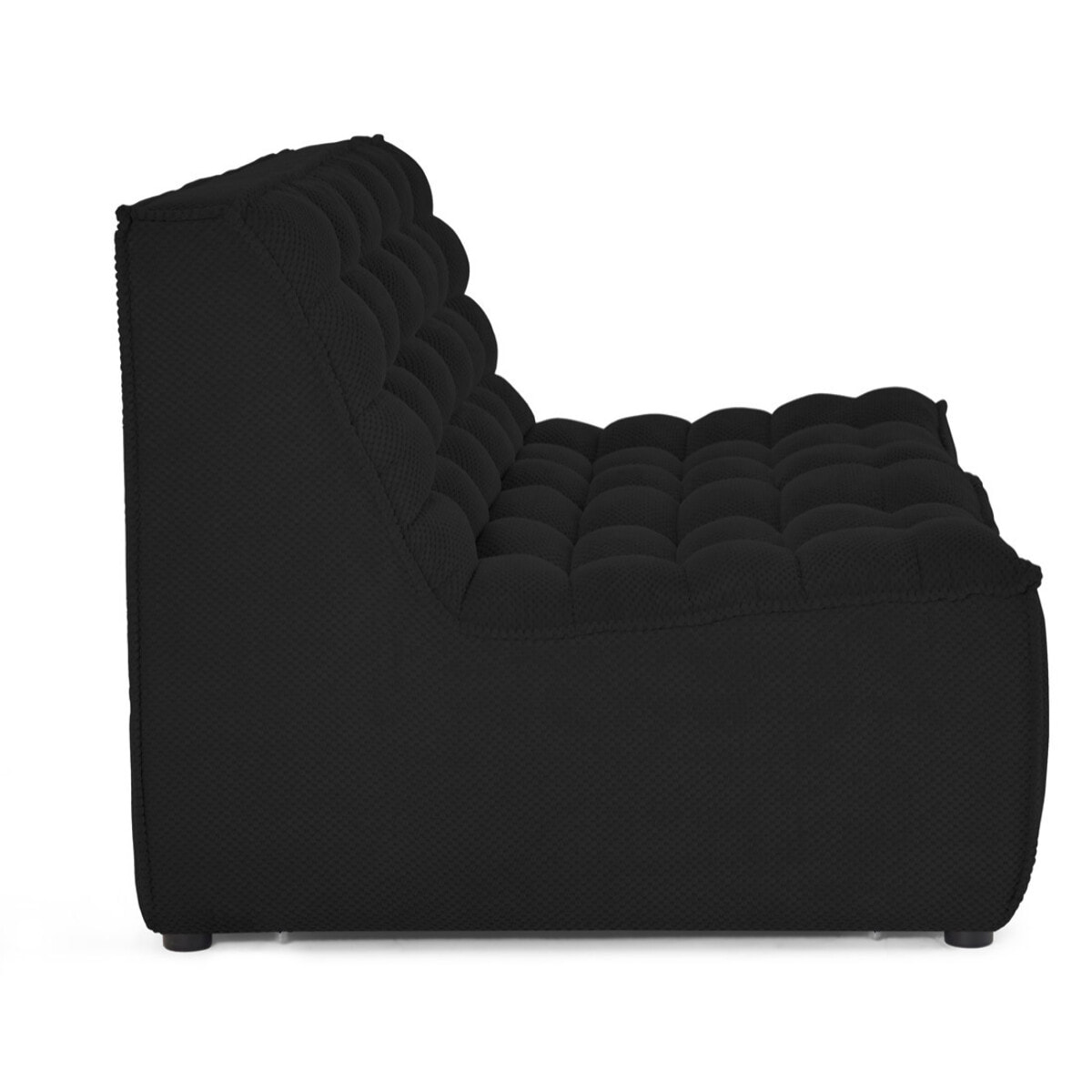 Ellie - module d'assise sans accoudoir 2 places en velours texturé - Noir