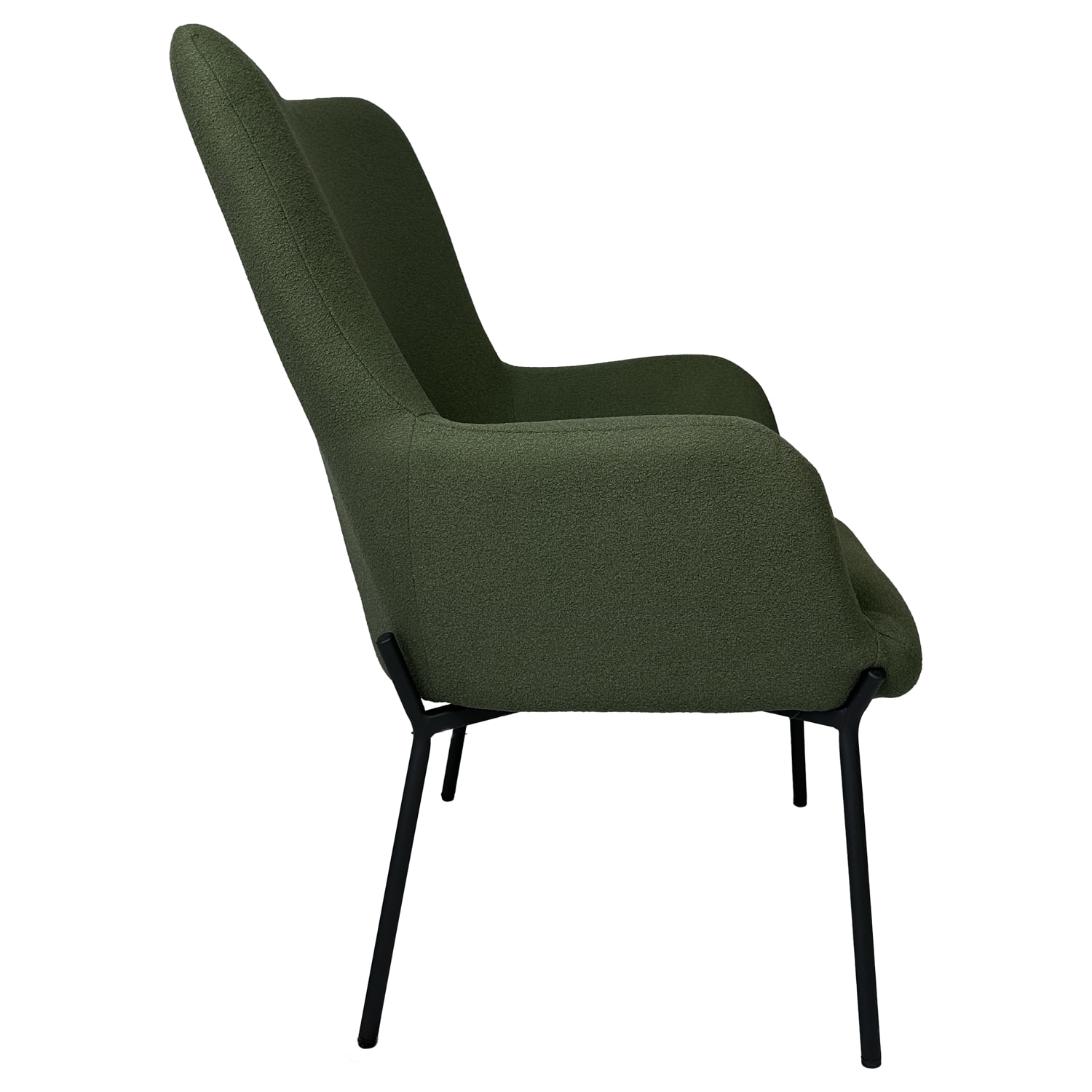 Fauteuil en tissu boucle vert kaki EIRA