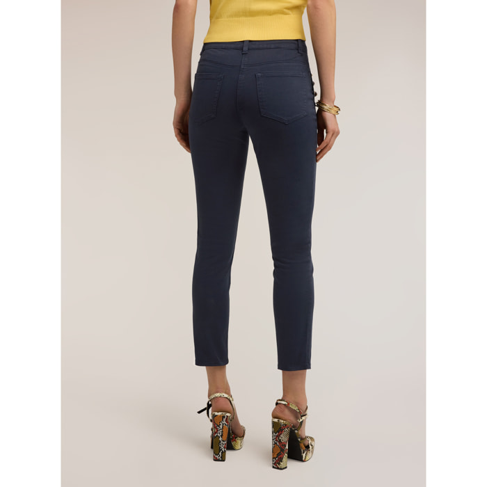 Motivi - Pantalones slim en drill de algodón - Azul