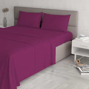 COMPLETO LETTO MAX COLOR, 100% Cotone, Made in Italy - FUCSIA