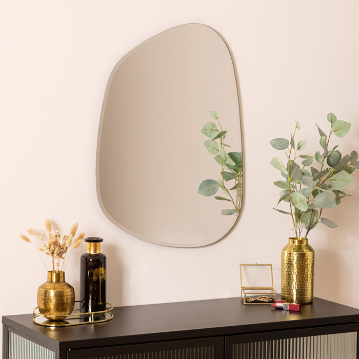 Miroir organique bisauté "Aidan" 68x50cm argent