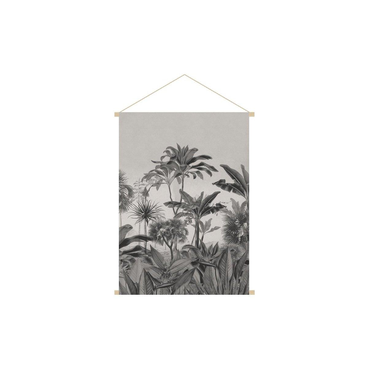 Kakémono tableau en toile suspendue forêt tropicale noir et blanc L40 x H60 cm BORNEO