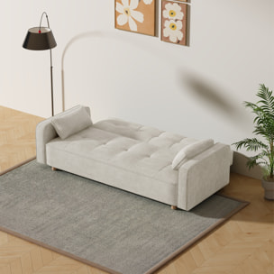 Canapé convertible 3 places en velours côtelé beige COOPER