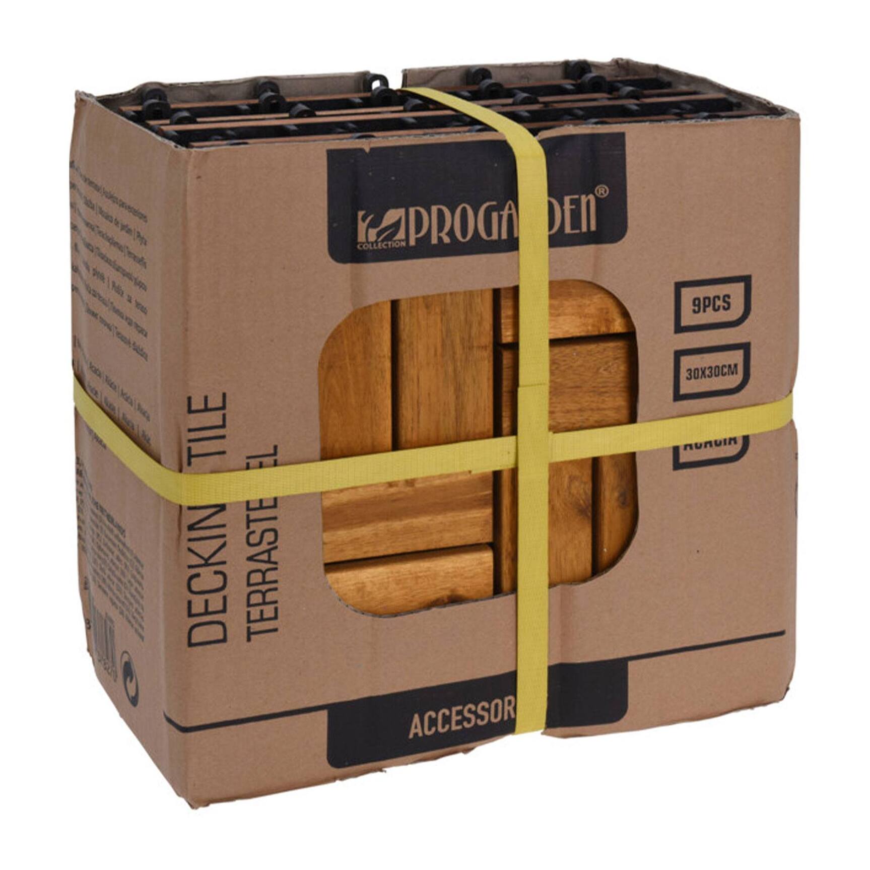Well home 9 baldosas de 30x30x0,1cm en madera de acacia de aspecto de teca