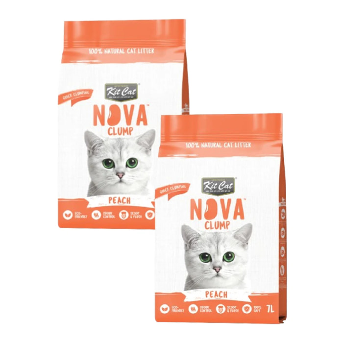 Pack 2x Kit Cat Arena Eco Nova Pack Ahorro - Peach 7 L Arena para gatos