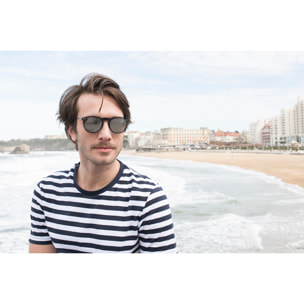 Gafas de sol OCEAN GENOVA - Blanco transparente / Azul cielo degradado y patillas de metal dorado mate