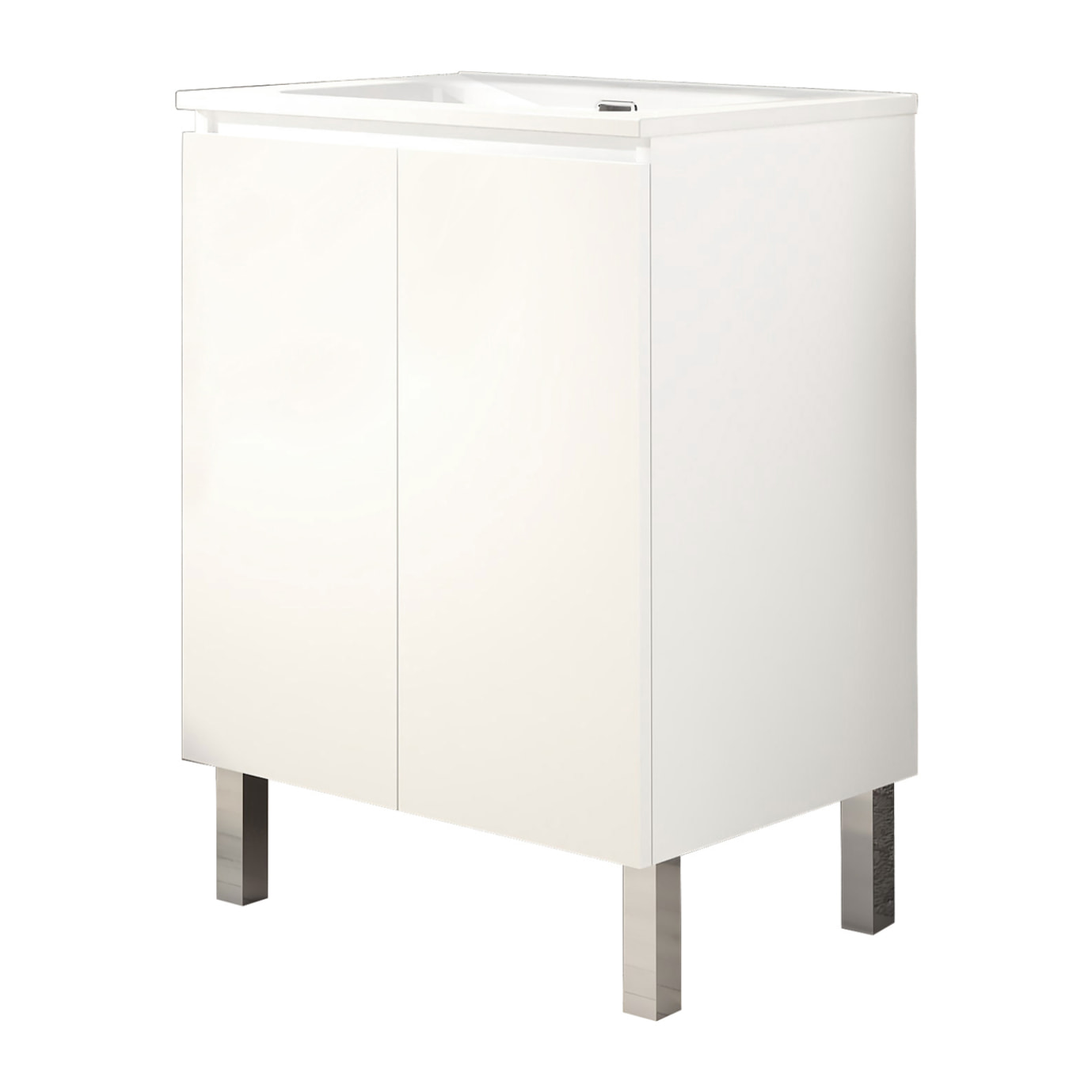 Ensemble de Salle de Bain Lust | 60 cm Blanc | Deux Portes | Lavabo Encastré | N'inclut pas le Miroir | Meuble Assemblé | Alday
