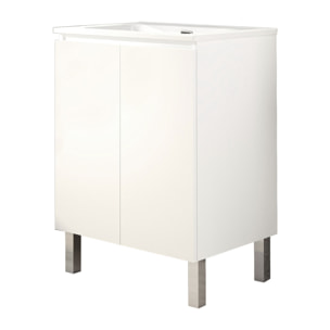 Ensemble de Salle de Bain Lust | 60 cm Blanc | Deux Portes | Lavabo Encastré | N'inclut pas le Miroir | Meuble Assemblé | Alday