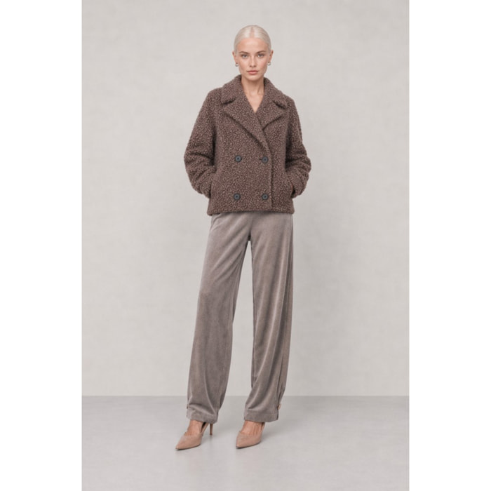Kocca - Cappotto da donna doppiopetto in tessuto bouclé con rever Donna