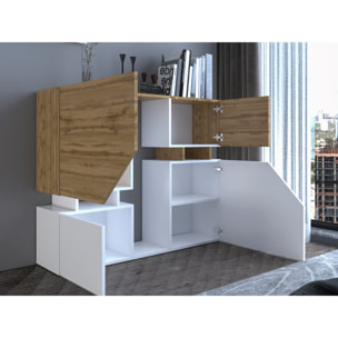 Pitt - buffet haut - 4 portes - 120 cm - Bois / Blanc