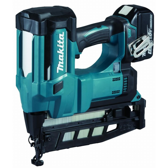 Cloueur sans fil 18V LXT 16 Ga 25 - 64 mm - MAKITA - avec 2 batteries 18v 5.0Ah - chargeur - MakPac - DBN600RTJ