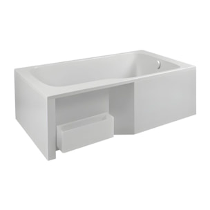 Pack baignoire bain douche 160 x 85 Malice version droite + tablier bain douche Malice + boîte de rangement
